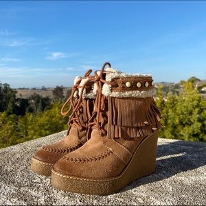 Brown Sam Edelman wedge boots